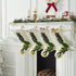 Hand Felted Wool Christmas Stocking - Green Leaves on Cream - ARCADIA HOME